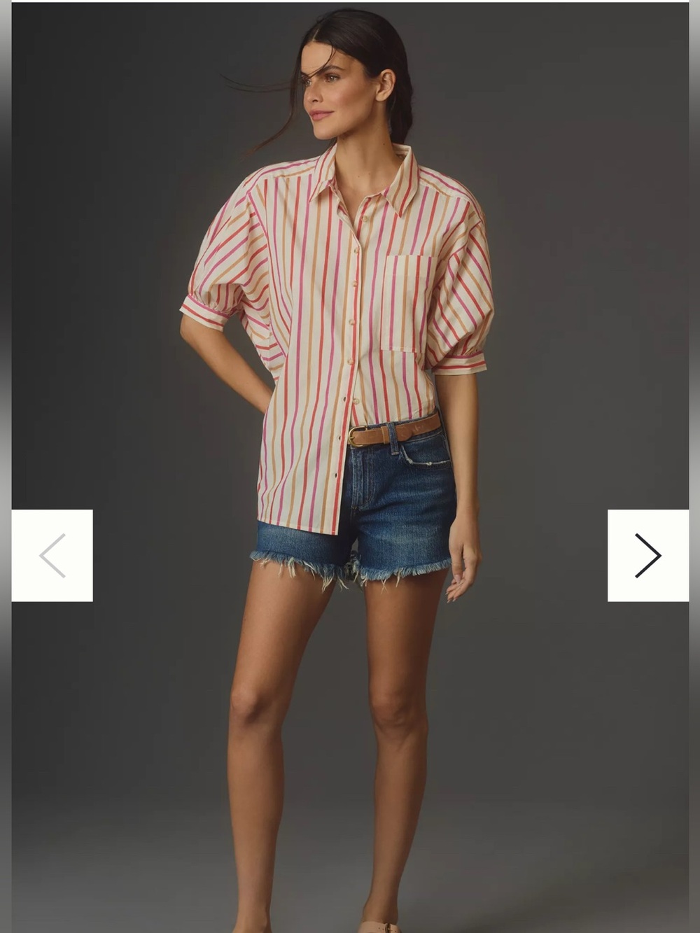 EUC ANTHROPOLOGIE PIlcro Brand Orange|Tan Painter Stripped Poplin Shirt - Picture 3 of 12